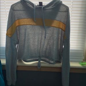 Gray and yellow hoodie